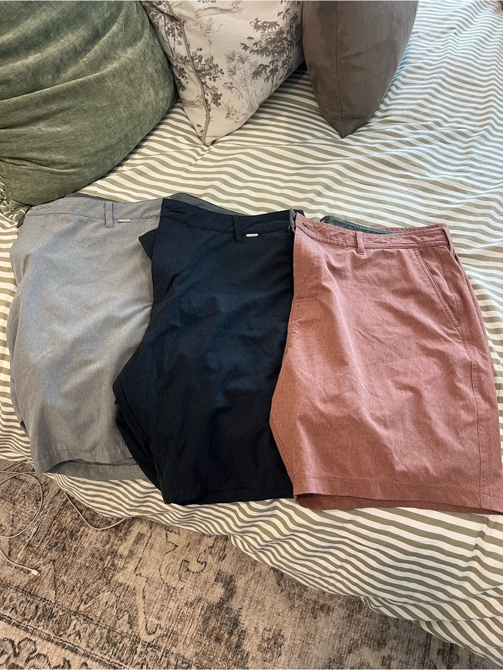 Linksoul Men’s Golf Short Bundle x3  Gray, Navy, Dusty Rose 38W